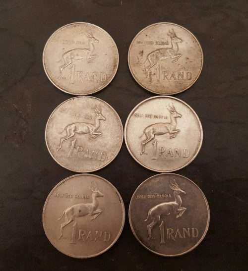 6 X SOUTH AFRICAN R 1 COINS