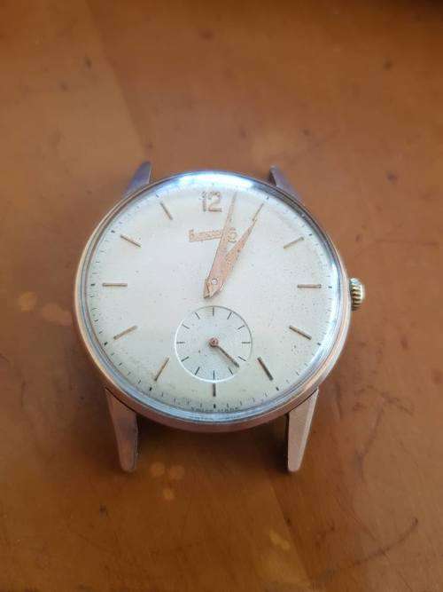 RARE 1950'S EBERHARD SWISS CAL 137 9 CT ROSE GOLD CAPPED MEN'S WATCH 38 MM DIA.