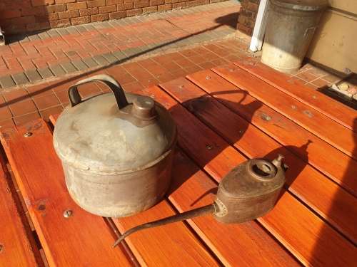 VINTAGE SAR OIL CAN AND OILER SET