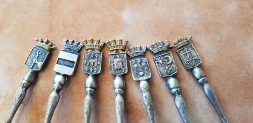 ANTIQUE WW1 IMPORTANT BATTLES OF FRANCE ENGRAVED TEASPOONS