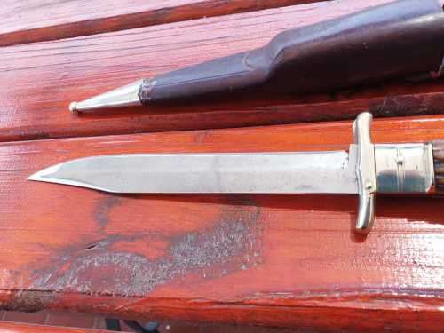 POST WAR 1950`S CARL SCHLIEPER EYE BRAND FOLDING HUNTING BOWIE 310 MM TOTAL BLADE 190 MM