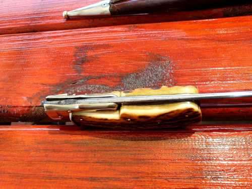 POST WAR 1950`S CARL SCHLIEPER EYE BRAND FOLDING HUNTING BOWIE 310 MM TOTAL BLADE 190 MM