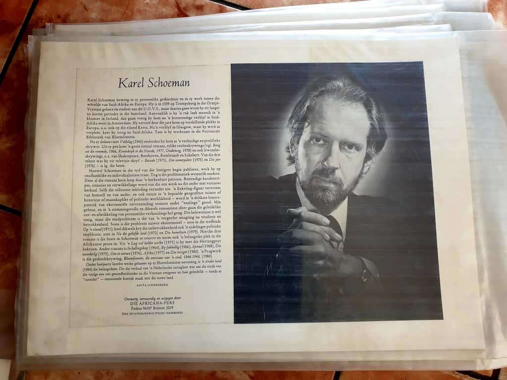 FAMOUS SOUTH AFRICAN WRITER/ POET CARTON DISPLAY A3 SIZE