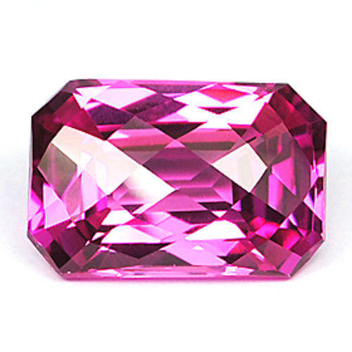 39.28ct EMERALD CHECKERBOARD CUT DEEP PINK TOPAZ