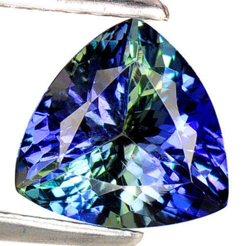 CERTIFIABLE 2.76ct~ UNHEATED TOP FIRE NATURAL PURPLE GREEN BLUE TRILLION CUT TANZANITE
