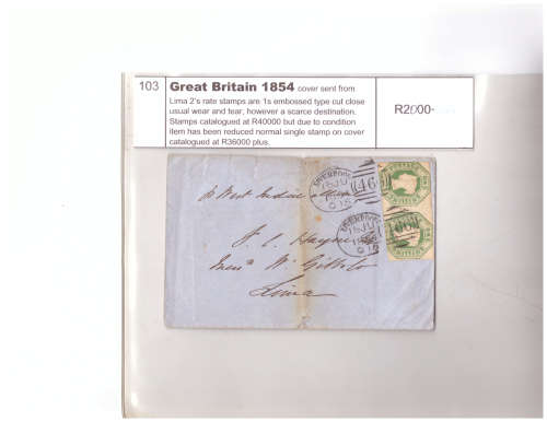 SG 55 2 X One Shilling embossed on rare cover