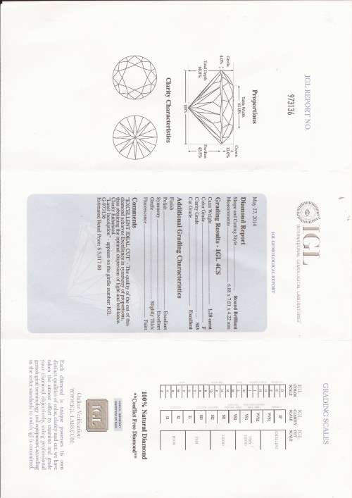 1.28ct Diamond, F, SI3