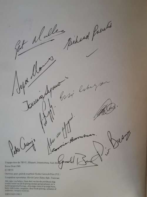 Springbok Autographs + Transvaal Rugbyvoetbal Unie 100 Jaar