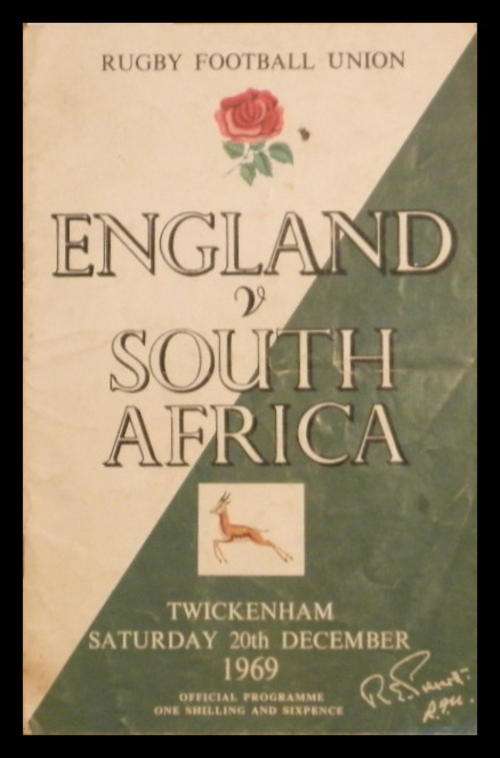 ENGLAND v SOUTH AFRICA Twickenham, Saturday 20th December 1969 OFFICIAL PROGRAMME