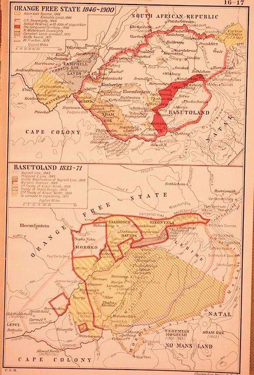Maps: Orange Free State 1846-1900 & Basutoland 1833-71