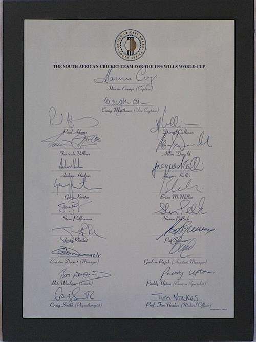 South African Cricket Team 1996 World Cup (Signed)
