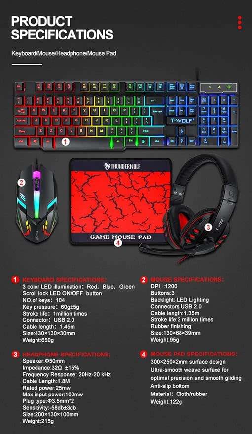 T-Wolf TF800 4in1 Gaming Combo