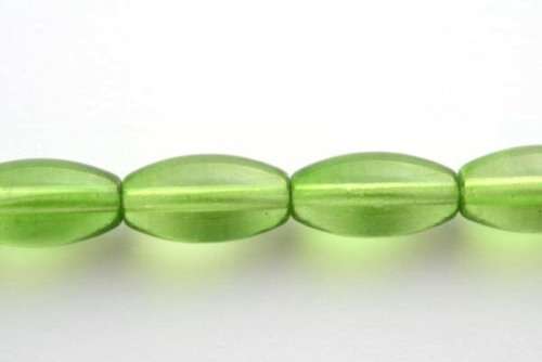 Glass beads, light green, 16x8mm, 5pcs