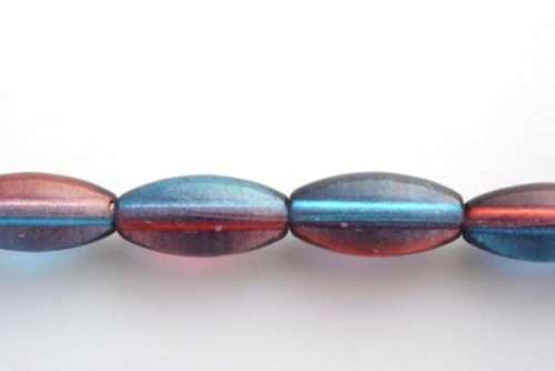 Glass beads, light purple/blue, 16x8mm, 5pcs