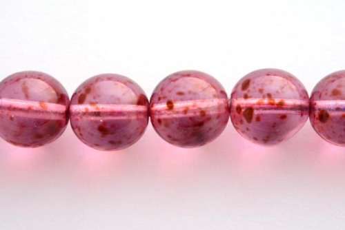 Czech glass beads, dark pink speckled, 12mm, 1pc