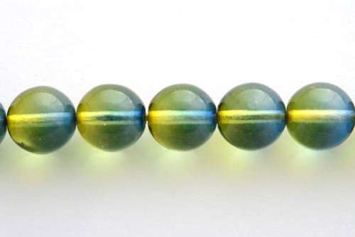 Czech glass beads, blue/green, 10mm, 5pcs