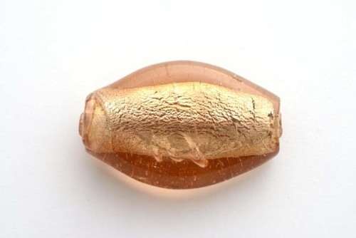 Silver foil lined beads, oval, light peach, 25x40mm, 1pc