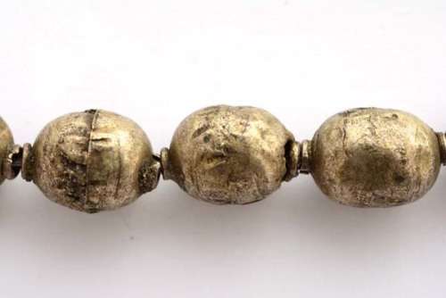 Ethiopian beads, metal, dark silver colour, 14x10mm, 1strand, +/-96cm