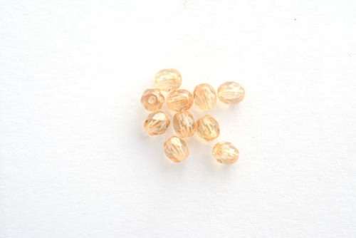 Czech fire polished beads, crystal champagne, 4mm, 10pcs