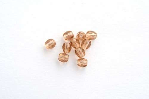 Czech fire polished beads, smokey topaz, 4mm, 10pcs