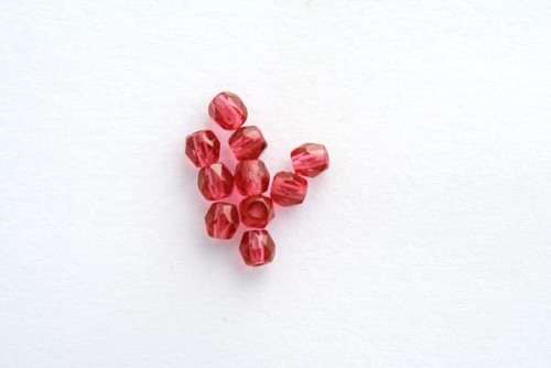Czech fire polished beads, fuschia, 4mm, 10pcs
