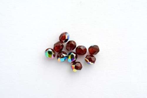 Czech fire polished beads, vitrail garnet, 4mm, 10pcs