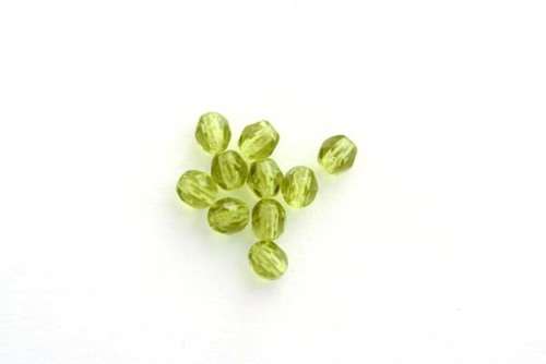 Czech fire polished beads, olivine, 4mm, 10pcs
