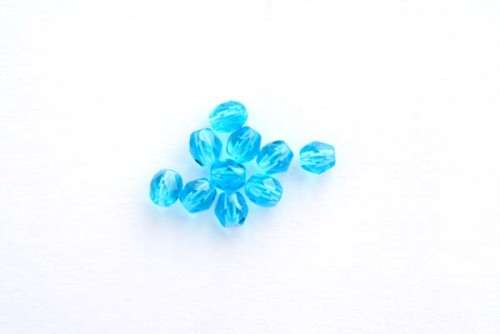 Czech fire polished beads, aquamarine, 4mm, 10pcs
