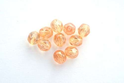 Czech fire polished beads, crystal champagne, 6mm, 10pcs