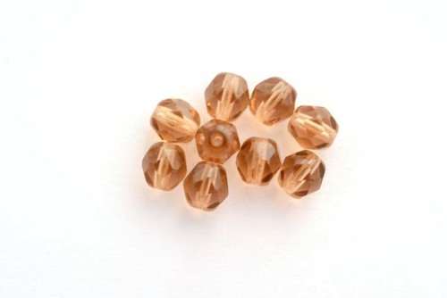 Czech fire polished beads, smoked topaz, 6mm, 10pcs