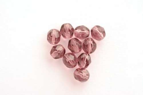 Czech fire polished beads, mid amethyst, 6mm, 10pcs
