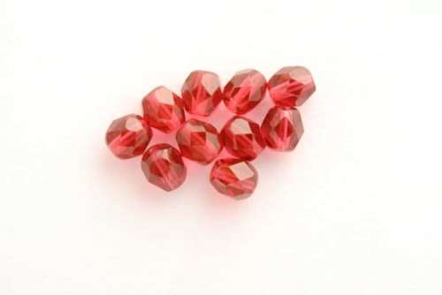 Czech fire polished beads, fuschia, 6mm, 10pcs