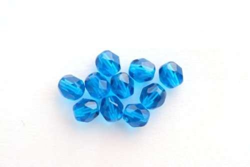 Czech fire polished beads, dark aqua, 6mm, 10pcs