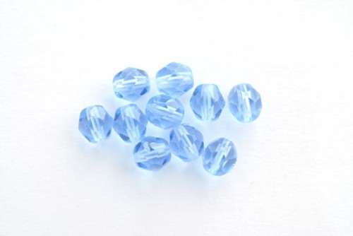 Czech fire polished beads, medium sapphire, 6mm, 10pcs