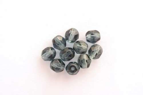 Czech fire polished beads, Montana blue twilight, 6mm, 10pcs