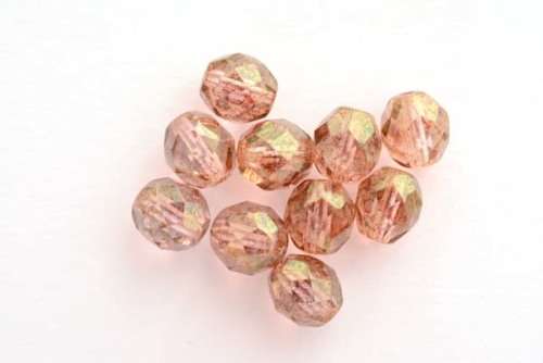 Czech fire polished beads, crystal red terracotta, 8mm, 10pcs