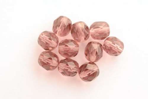 Czech fire polished beads, mid amethyst, 8mm, 10pcs
