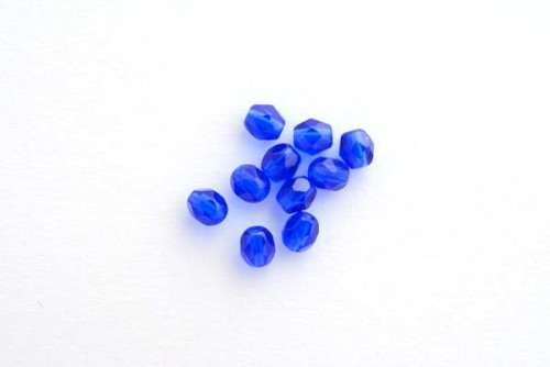 Czech fire polished beads, cobalt, 4mm, 10pcs