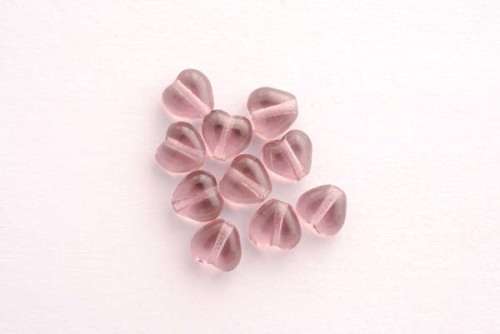 Czech fire polished beads, mid amethyst, 6mm, heart,10pcs
