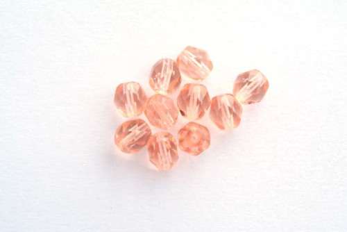 Czech fire polished beads, light rose, 6mm, 10pcs