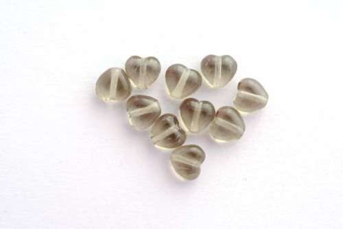 Czech fire polished beads, black diamond, 6mm, heart,10pcs