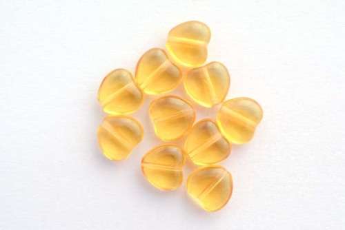 Czech fire polished beads, medium topaz, 8mm, heart,10pcs