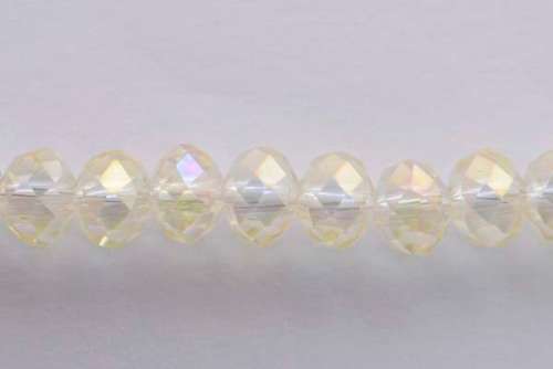 Facetted roundell, light yellow AB, 6mm, 10pcs