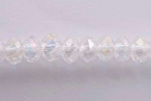 Facetted roundell, crystal AB, 6mm, 10pcs