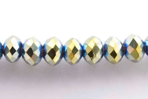 Facetted roundell, green iris, 6mm, 10pcs