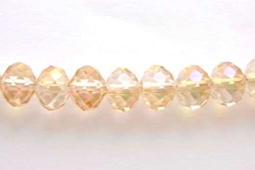 Facetted roundell, light topaz AB, 8mm, 10pcs