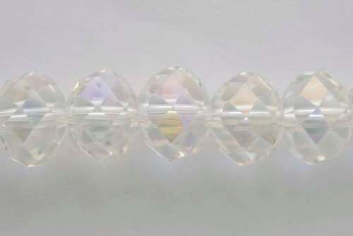 Facetted roundell, crystal AB, 12mm, 4pcs