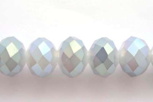 Facetted roundell, grey AB, 12mm, 4pcs