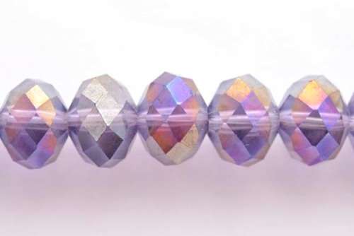 Facetted roundell, purple AB, 12mm, 4pcs