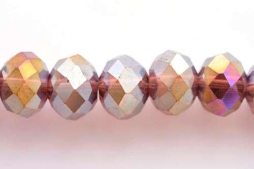 Facetted roundell, amethyst AB, 12mm, 4pcs